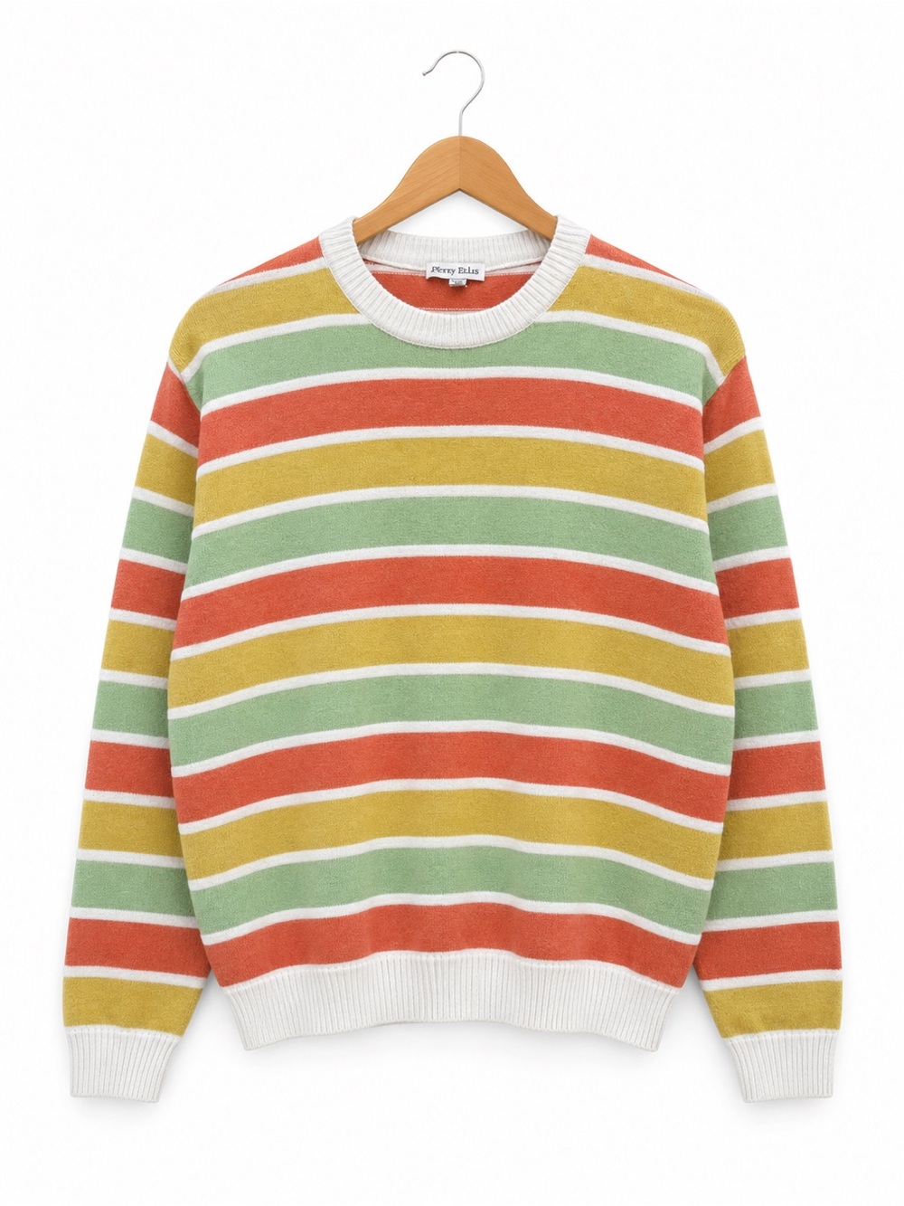 Striped Knit Sweater Small Wool Blend 90s Grunge Indie Skater Retro Crewneck EUC